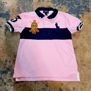 Boy Polo ralph lauren polo shirt size 4 pink and navy blue